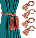 Fenghuangwu Curtain Tiebacks Handmade Decorative Curtain Holdbacks Rope with Tassel (Mix red, 4P)