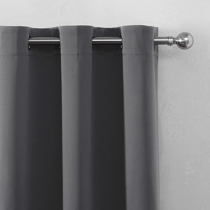 LEMOMO Blackout Curtains 66 x 95 inch/Frost Grey Curtains Set of 2 Panels/Thermal Insulated Room Darkening Bedroom Curtains