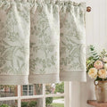 jinchan Linen Valance Curtain Farmhouse Floral Printed Small Window Curtain for Kitchen Rustic Country Light Filtering Valance for Living Room Bedroom 16 Inch Rod Pocket 1 Panel Sage Green on Beige