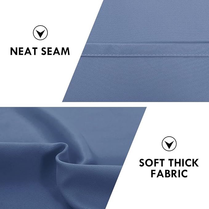 DWCN Blackout Curtains – Thermal Insulated, Energy Saving & Noise Reducing Bedroom and Living Room Curtains, Dusty Blue, W 42x L 72 Inch, Set of 2 Rod Pocket Curtain Panels