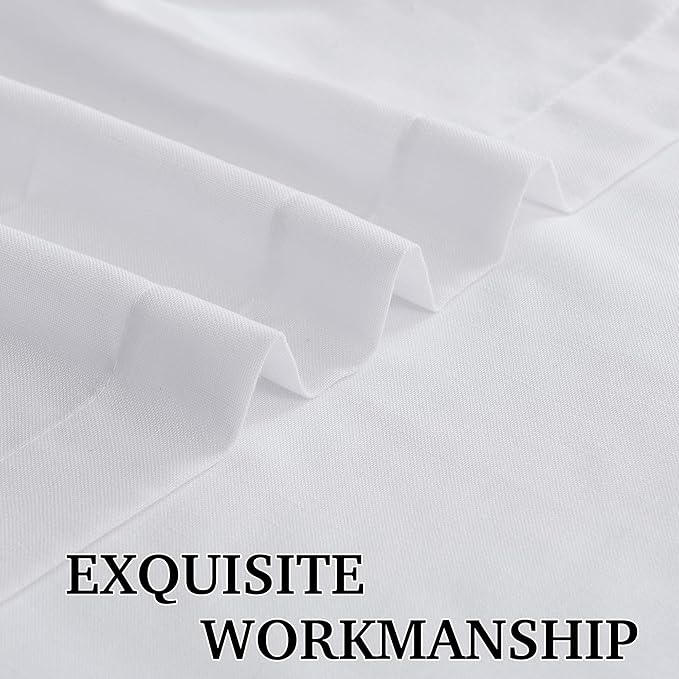 RYB HOME White Linen Curtains 84 inches Long, Semi Sheer Light Filtering Back Tab Breathable Window Curtains & Drapes for Bedroom Living Room Yoga Room, W 52 x L84 inches, 2 Panels Set