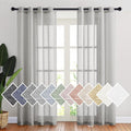 NICETOWN Sheer Linen Bedroom Window Curtains 84 inches Length, Grommet Privacy Semitransparent Light Filtering Flax Sheer Window Treatment for Living Room, Grey, W52 by L84, 1 Pair
