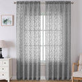 Lecloud Leia Charcoal Grey Sheer Curtains 108 Inches Long 2 Panels, Airy Jacquard Textured Voile Curtains, Gauzy Aesthetic Drapes with Dual Rod Pockets for Living Room Bedroom, Each 52" W x 108" L