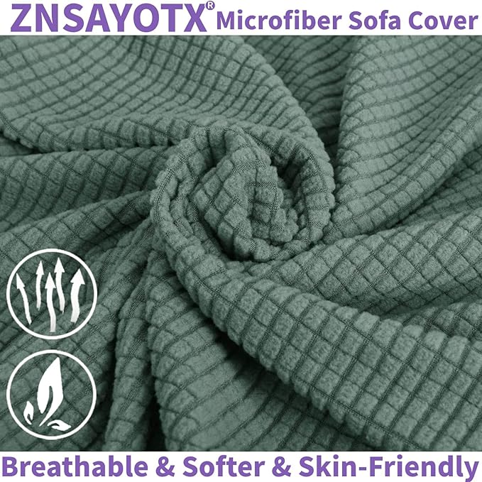ZNSAYOTX Stretch Oversized Couch Cover Universal Sofa Covers for Living Room Dogs Pet Furniture Protector Spandex Extra Large Sofa Slipcovers with Anti Slip Foam Sticks (Pea Green, XL Sofa)