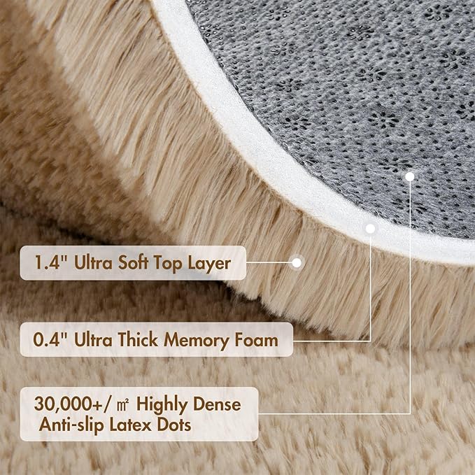 8x10 Ft Extra Large Shag Beige Rugs for Living Room Bedroom, Ultra Soft Fluffy Furry Area Rugs for Playroom Indoor Floor, Aesthetic Carpet for Kids Home Decor