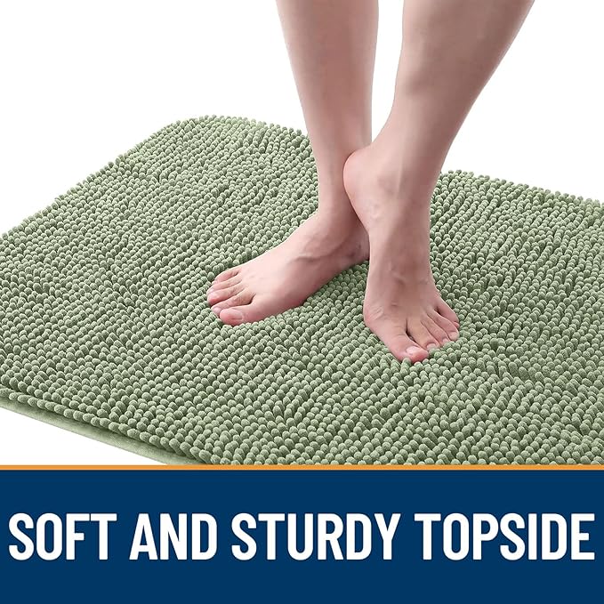 OLANLY Dog Door Mat for Muddy Paws 35x24, Absorbs Moisture and Dirt, Absorbent Non-Slip Washable Doormat, Quick Dry Chenille Mud Mat for Dogs, Entry Indoor Entryway Carpet for Inside Floor, Sage Green