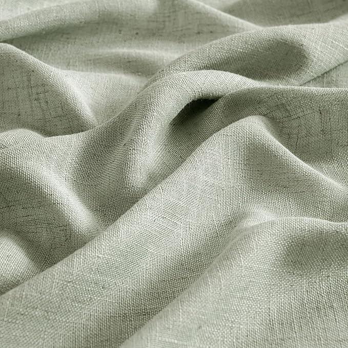 MIULEE Sage Linen Curtains 84 Inch Length 2 Panels for Bedroom Living Room,Green Soft Thick Linen Textured Window Drapes Semi Sheer Light Filtering Back Tab Rod Pocket Burlap Look Decor