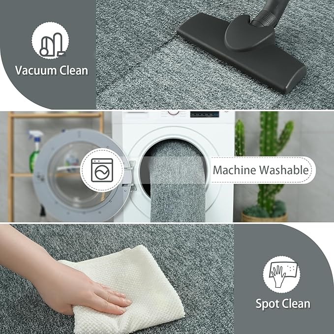 AROGAN Washable 5×7 Living Room Rug, Modern Area Rugs with Soft Memory Foam for Bedroom, Minimalist Non-Slip Indoor Floor Carpet for Dining Room Office Kids Playroom Decor, Grey