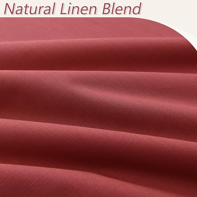 Guken Red 100% Blackout Linen Curtains 72 Inch Length 2 Panels Set for Living Room Bedroom Back Tab/Rod Pocket Thermal Insulated Black Out Drapes Room Darkening Window Curtains 72 Inches Long