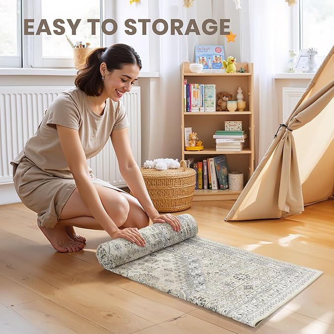zesthome Washable Runner Rug 2.5x8 - Stain Resistant Entryway Rug,Ultra-Thin Kitchen Rugs, Anti Slip Backing Runner Rugs for Entrance Laundry Room Indoor Hallway (Beige,2.5'x8')