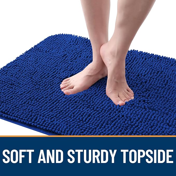 OLANLY Dog Door Mat for Muddy Paws 59x32, Absorbs Moisture and Dirt, Absorbent Non-Slip Washable Doormat, Quick Dry Chenille Mud Mat for Dogs, Entry Indoor Entryway Carpet for Inside Floor, Royal Blue