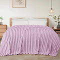 Exclusivo Mezcla Twin Size Flannel Fleece Blanket, Super Soft Striped Jacquard Bed Blanket, Lightweight Fuzzy Cozy for All Seasons, 60x80 Inches, Lilac Purple