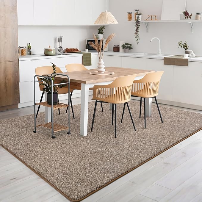AROGAN Washable 7×10 Living Room Rug, Modern Area Rugs with Soft Memory Foam for Bedroom, Minimalist Non-Slip Indoor Floor Carpet for Dining Room Office Kids Playroom Decor, Matte Brown