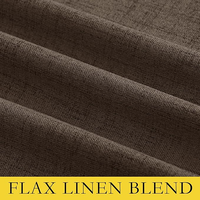 NICETOWN Coffee Vintage Linen 100% Blackout Curtains for Living Room, Thermal Insulated Curtains 108" Long, Noise Reducing Window Treatment Drapes for Hall Room, 52" Wide Per Panel, Set of 2
