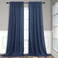 Navy Curtains 108 Inches Long for Living Room 2 Panels Set Back Tab Pocket Light Reducing Semi Transparent Soft Linen Airy Flowy Dark Blue Sheer Curtain for Dining Room Large Windows Sliding 9 FT Tall