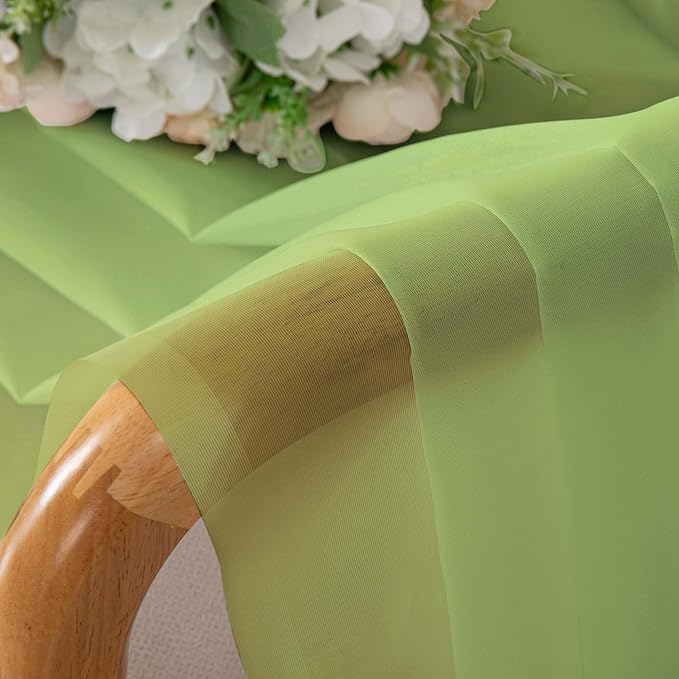 Chyhomenyc Sheer Lime Curtains 90 inches Long 2 Panels, Light Filtering Soft Airy Solid Elegant Voile Window Treatment Drapes for Bedroom Living Room, 42Wx90L Inches