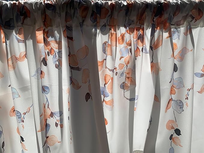 Watercolor Fall Leaves Window Valance for Bedroom Living Room, Orange Leaf Vine Plant Curtains Valanes for Windows, 3" Rod Pocket Window Treatment for Autumn Home Decorations, 54 x 18 Inch, 1 Panel