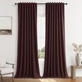 Guken 100% Blackout Curtains 108 Inch Length 2 Panels Set for Living Room Bedroom Back Tab Thermal Insulated Black Out Linen Drapes Room Darkening Reddish Brown,52x108