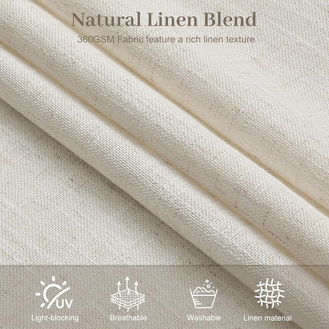 IVAPUPU Natural Pinch Pleated Curtains 84 Inch Length for Living Room, Light Filtering Extra Wide Semi Sheer Linen Blend Curtain Back Tab with Hooks Rings Privacy Drapes for Bedroom, 70Wx84L, 1 Panel