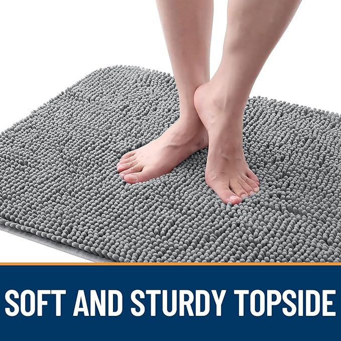 OLANLY Dog Door Mat for Muddy Paws 24x16, Absorbs Moisture and Dirt, Absorbent Non-Slip Washable Doormat, Quick Dry Chenille Mud Mat for Dogs, Entry Indoor Entryway Carpet for Inside Floor, Grey