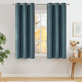 NICETOWN Short Greyish Blue Blackout Curtains 63 inches Long for Kitchen - Privacy Panels for Living Room Bedroom, Modern Farmhouse Style Easy Care Grommet Top, 2 Panels, W42 by L63