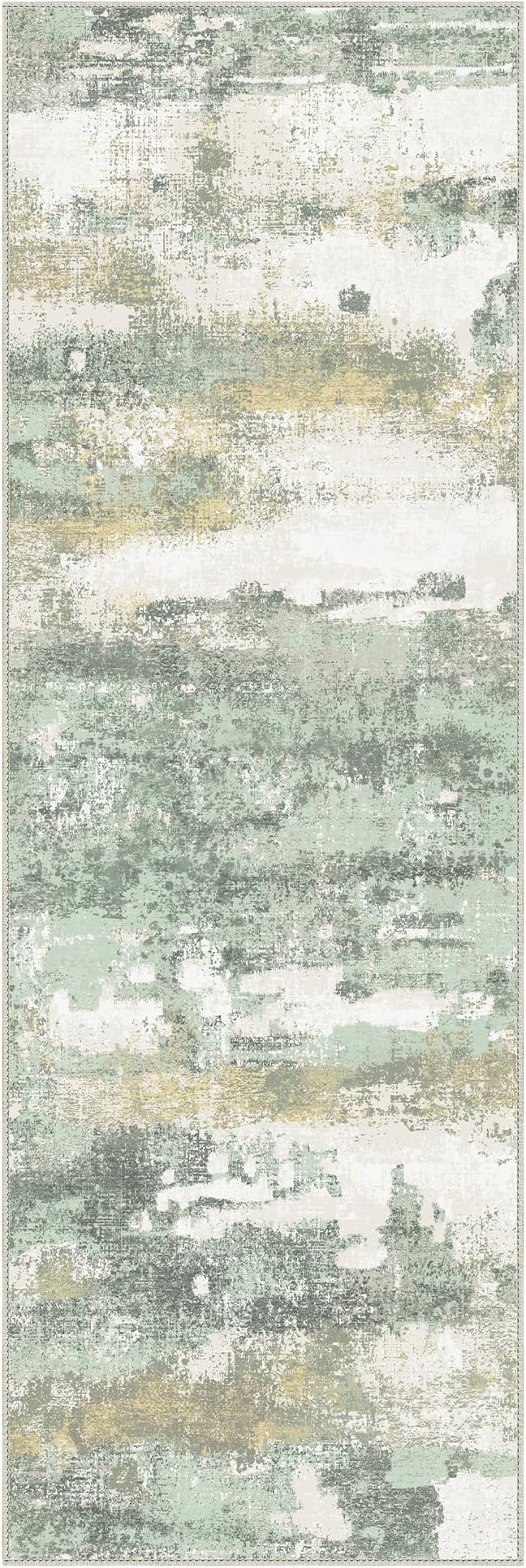 BEIMO Runner Rug for Hallway Kitchen, 2x8 Machine Washable Runners Rug for Entryway, Light Green Soft Modern Abstract Throw Rugs, Low Pile Floor Carpet with Non Slip Backing
