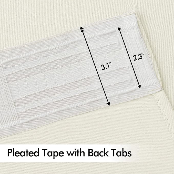 MIULEE Cream Back Tab Blackout Curtains 90 Inches Long 2 Panels Set for Living Room Bedroom Privacy, Rod Pocket/Pinch Pleat Thermal Insulated Room Darkening Pleated Light Blocking Drapes