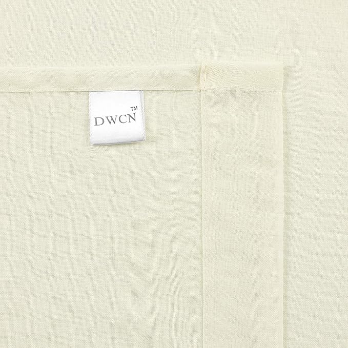DWCN Ivory Sheer Curtains Semi Transparent Voile Rod Pocket Curtains for Bedroom and Living Room, 52 x 108 inches Long, Set of 2 Panels