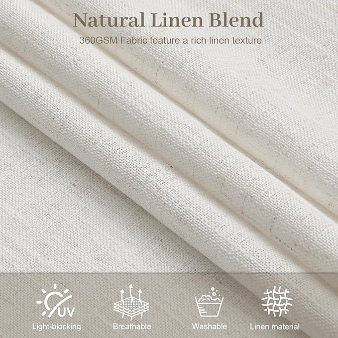 Extra Wide Pinch Pleated Linen Curtains for Living Room, Memory Trained Semi Sheer Curtain Pleated with Hooks Rings Back Tab Light Filtering Drapes for Sliding Door, 60x90, 1 Panel, Beige White