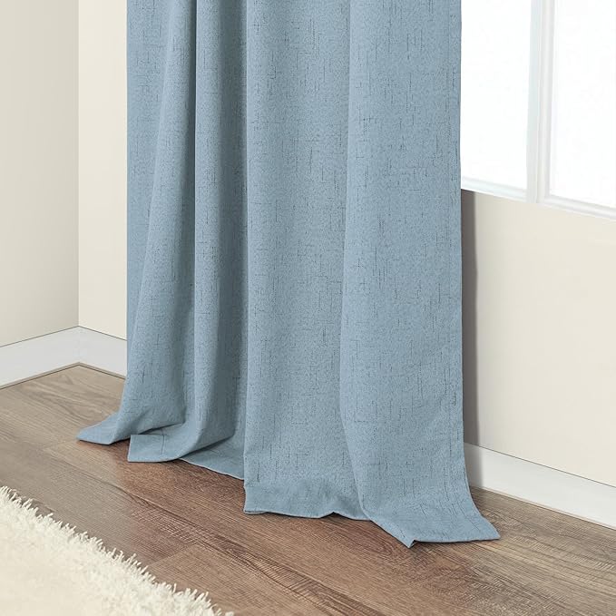 Dusty Blue Curtains for Nursery Girls Boy Bedroom 72 Inch Length 2 Panels Complete Blackout Room Darkening Black Out Shades Insulated Thermal Light Blue Grey Curtains for Winter Summer Heat Blocking