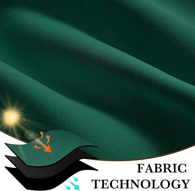 RYB HOME 100% Blackout Bathroom Curtains Over Sink 30 inches Long, Heat & UV Blocking Total Room Darkening Noise Reducing Curtains for Basement RV Campers, Dark Green, 2 Panels Set