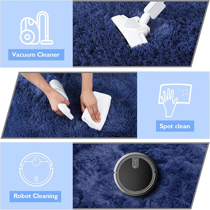 Shag Area Rug for Bedroom 3x5,Blue Fluffy Area Rugs for Living Room,Soft Fuzzy Rug Non-Shedding Indoor Plush Carpet for Kids Bedroom Nursery Dorm Home Decor