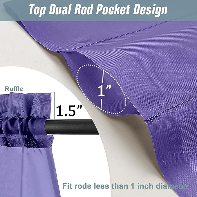 Purple Sheer Curtains 84 Inches Long 2 Panels, Elegant Airy Transparent Light Filtering Window Curtains, Window Drapes for Living Room Bedroom, Top Dual Rod Pocket Design, 2x42Wx84L Inches