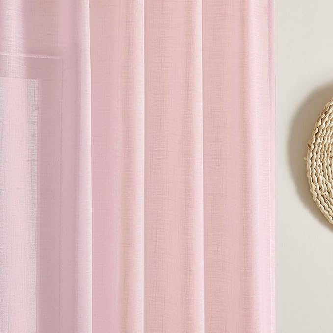 Joydeco Sheer Curtains 72 Inches Long, Beige Curtains for Living Room 2 Panels Set, Window Curtains Privacy Assured with Light Filtering(W52 x L72 Inch,Tapioca)