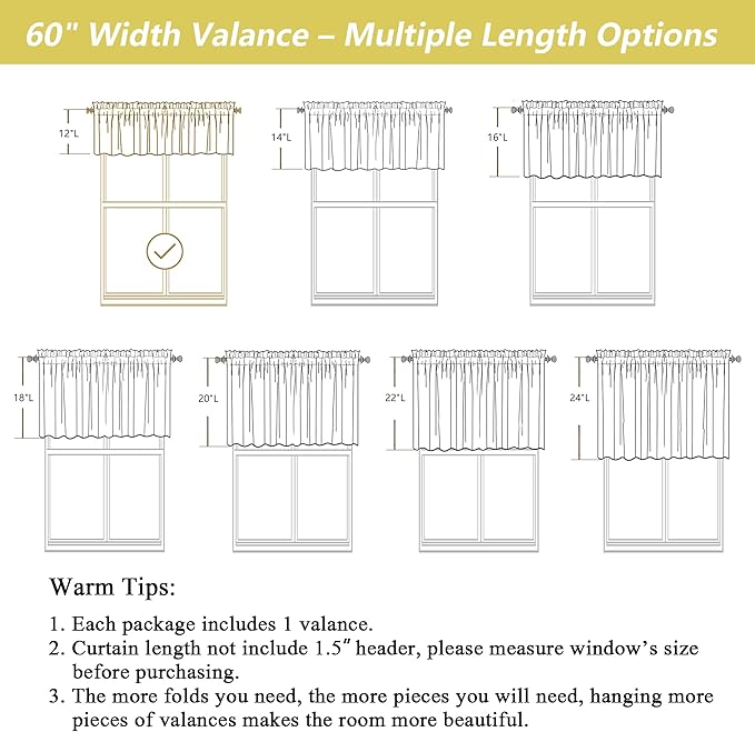 Blush Pink Valances for Windows, Light Filtering Faux Linen Textured Small Short Valance Curtains for Bathroom Basement Farmhouse, Rod Pocket Half Curtains for Windows, 60Wx12L Inch