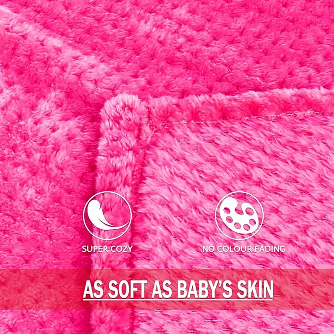 Exclusivo Mezcla Fleece Bed Blanket King Size, Super Soft and Warm Blankets for Couch, Sofa and Bed Waffle Textured, Cozy, Fuzzy and Lightweight (Hot Pink, 90x104 Inches)