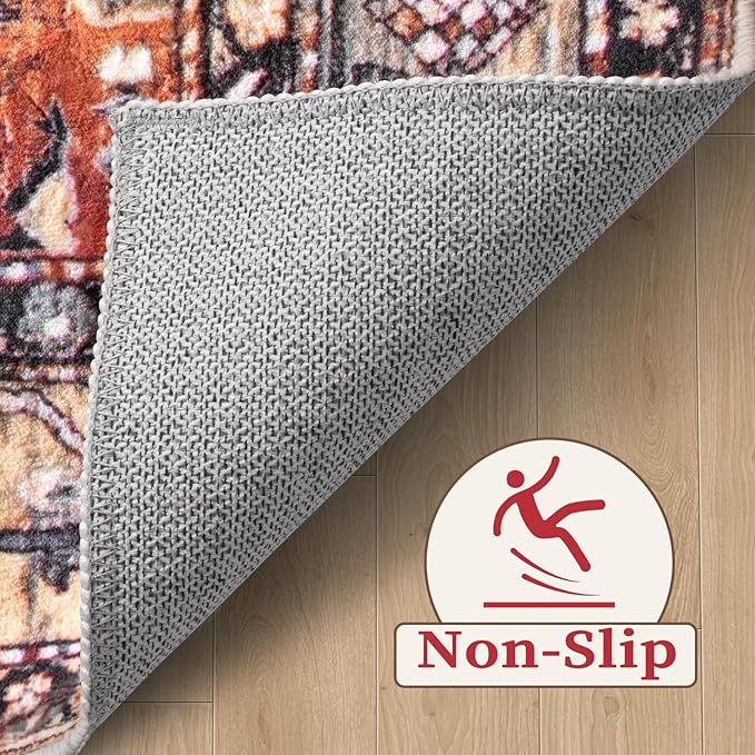 SERISSA 5x8 Area Rugs for Living Room, Large Washable Non-Slip Boho Rug, Ultra Soft Vintage Tribal Oriental Print Distressed Carpet for Bedroom Dining Room Dorm Office Home Decor