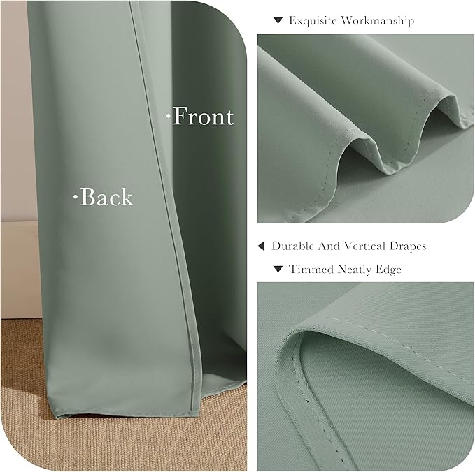 Pony Dance Short Curtains for kinchen, Half Drapes for Bathroom Window, loft Curtain Tiers for Basement Shades, Wide 29 x Long 24 inches per Panel, Sage Green, Set of 2