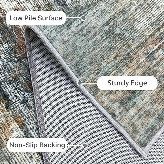 BEIMO Area Rugs 9x12 for Living Room Bedroom, Modern Abstract Machine Washable Rug, Large Soft Low Pile Floor Cover with Non Slip Backing for Dining Room, Ash Gray Brown