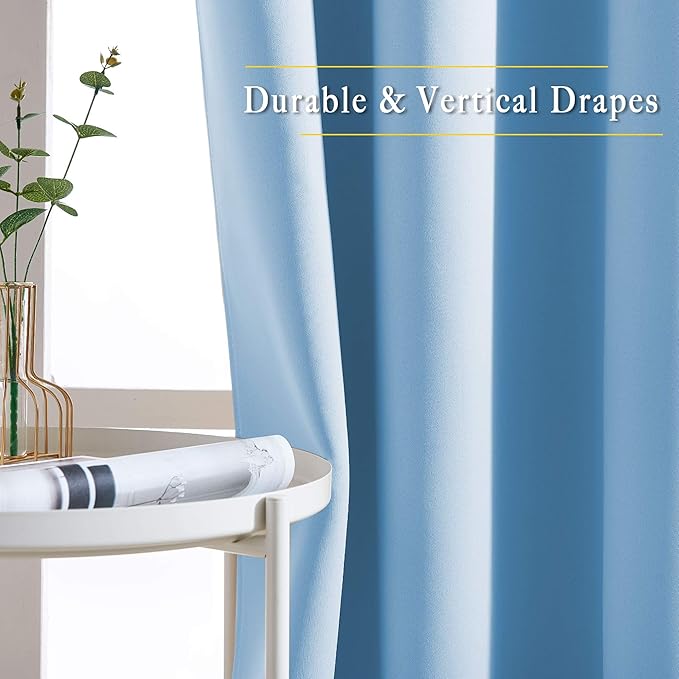 NICETOWN Room Darkening Blue Curtains for Living Room - Solid Thermal Insulated Sound Reducing Grommet Room Darkening Curtains Drapes for Bedroom/Patio (2 Panels, W66 x L84)