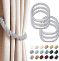 NICEEC 6 Pack Strong Magnetic Curtain Tiebacks Modern Simple Style Drape Tie Backs Convenient Decorative Weave Rope Curtain Holdbacks for Thin or Thick Home & Office Window Draperies (Light Grey)