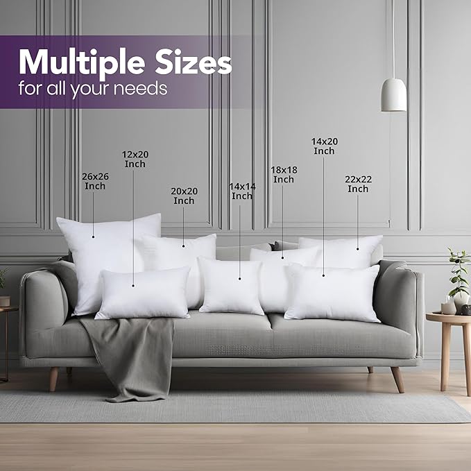 Utopia Bedding 18x18 Pillow Inserts, Set of 2, White – Indoor Decorative Throw Pillows for Bed, Sofa & Couch – Soft, Supportive & Fluffy Cushion Inserts
