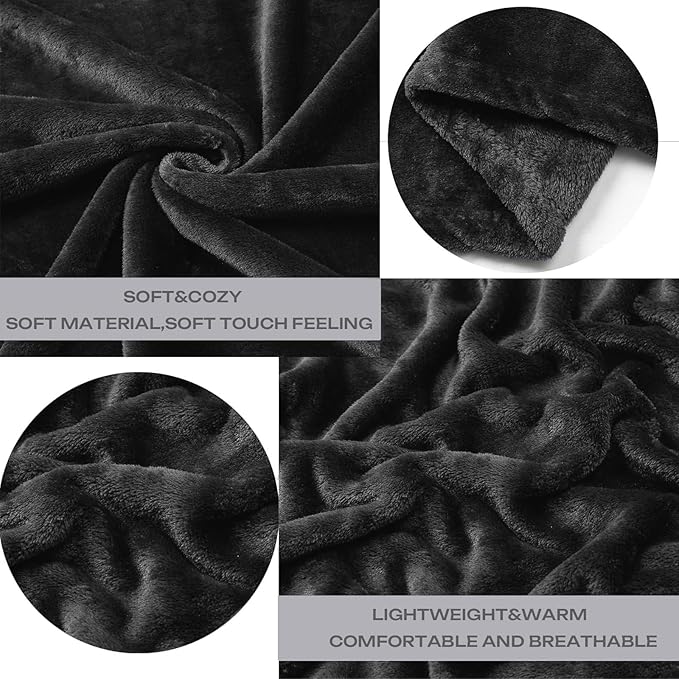 JIAHANNHA Fleece Dark Grey Blanket Throw Blankets for Sofa Couch Bed 280GSM,Super Soft Cozy and Luxury Bed Blanket for All Season Twin Size 60 x x80 inches