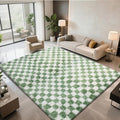 Area Rugs for Bedroom Living Room,5x8 Green and White Fluffy Soft Checkered Rug Fuzzy Shag Shaggy Carpet, Indoor Plush Floor Rugs for Kids Boys Girls Teen Dorm Nursery Home Decor