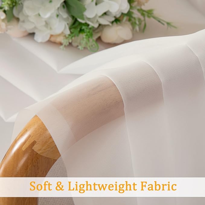 Gwine Ivory Sheer Curtains 68 Inches Long 2 Panels Set, Light Filtering Sheer Curtains for Living Room Bedroom, Modern Voile Soft Airy Rod Pocket Drapes, 42Wx68L Inch, 2PCS