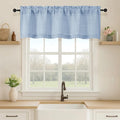 OVZME Valance for Windows, Light Filtering Faux Linen Textured Small Short Valance Kitchen Curtain, Dual Rod Pocket Top Short Window Curtain for Bathroom Basement Farmhouse, 52Wx16L Inch, Demin Blue