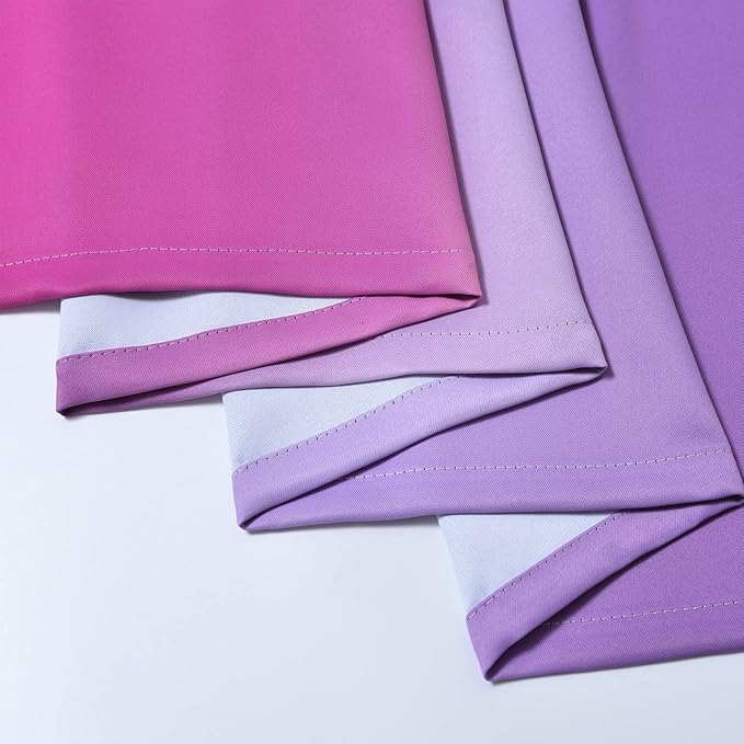 Yakamok Pink and Purple Blackout Curtains, Ombre Full Room Darkening Window Curtains for Living Room,Grommet Thermal Insulated Drapes,Light Blocking Curtains for Girls Bedroom,52x54 Inch, 2 Panels