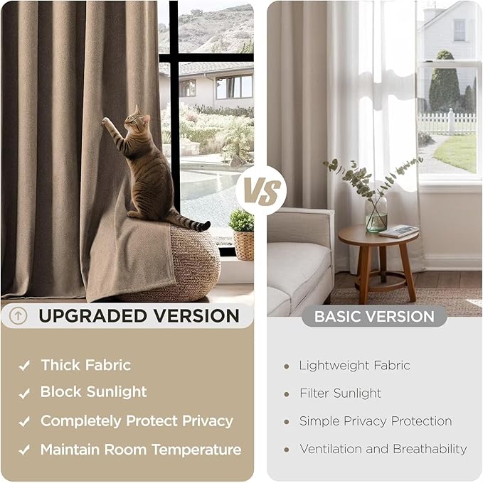 Joydeco Thick Linen Pinch Pleated Curtains 90 Inch Long 2 Panel Set for Living Room, Double-Faced Curtain for Bedroom, Back Tab Blackout Drapes with Adjustable Hooks (40”W x90”L, Thick Linen)