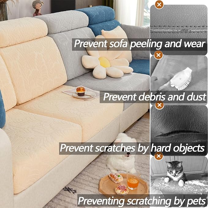 Soothing Home Sofa Covers, Sofa Hero Covers, Wear-Resistant Universal Couch Covers Washable Stretch Sectional Couch Cushion Covers (Coffee,Headrest Cover)