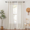 NICETOWN Flax Sheer Linen Curtains for Windows 96 inch Length, Grommet Semi Sheer Vertical Drapes Privacy with Light Filtering for Bedroom/Living Room, Natural, W42 x L96, 2 Pieces